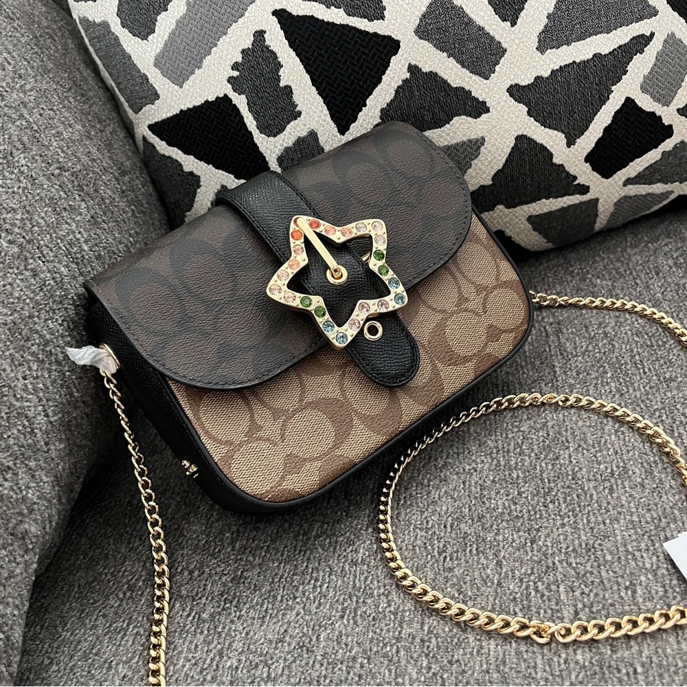 NWT COACH C7013 Gemma Crossbody In Blocked Signature Canvas With Star Buckle - Picture 8 of 16